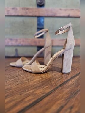 Sam Edelman Yaro Suede Leather Brown Strappy Block Heels